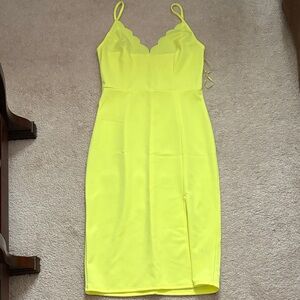 Socialite Yellow Scalloped Dress